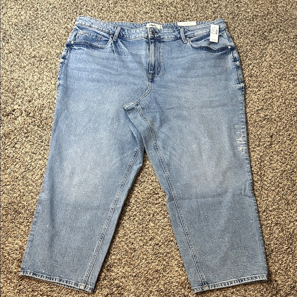Maurice’s High-Rise Straight Ankle Jeans with Crystals